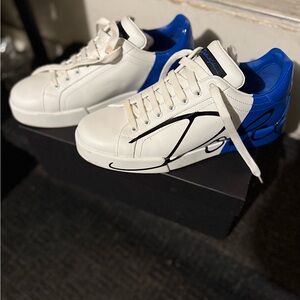 Dolce & Gabbana White and Blue Athletic Shoes